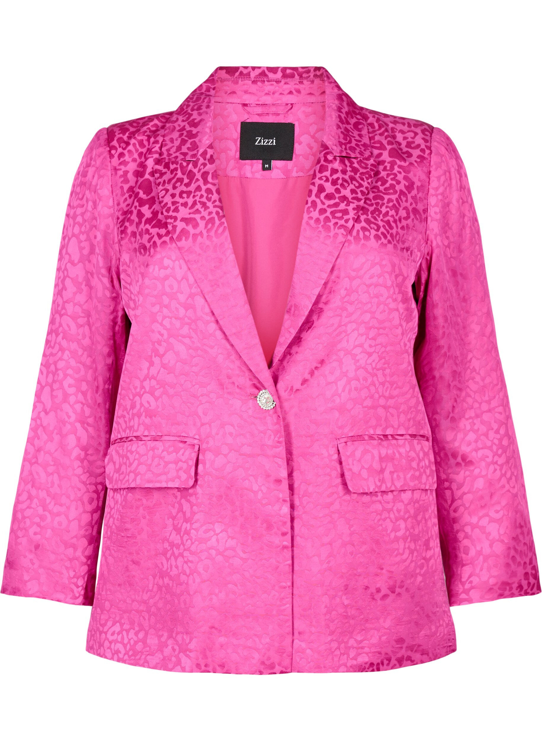 Zizzi Ton-in-Ton-Jacquard-Blazer aus Viskose, Rose Violet, Packshot image number 0