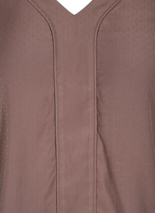 Bluse mit V-Ausschnitt und Smock, Deep Taupe, Packshot image number 2