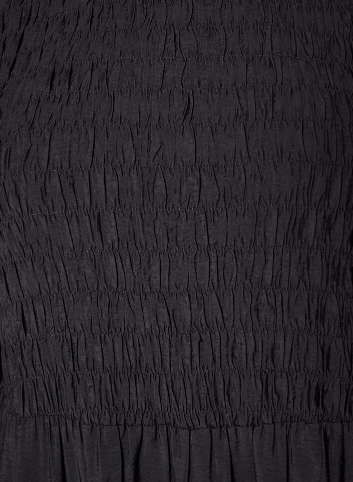 Midikleid aus Viskose mit Smock, Schwarz, Packshot image number 2