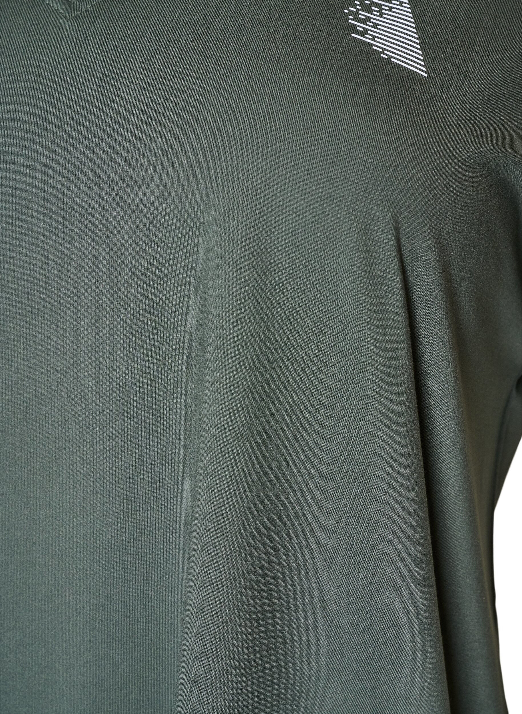 ZizziLockeres Trainings-T-Shirt mit V-Ausschnitt, Gr&uuml;n, Packshot image number 2