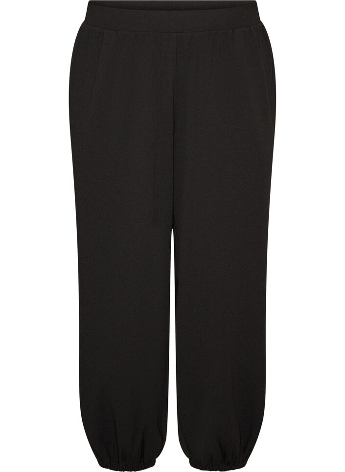 Hoch taillierte Ballonhose aus Jersey, Schwarz, Packshot image number 0