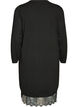 Kurzes Kleid aus Strick mit Spitzensaum, Schwarz, Packshot image number 1