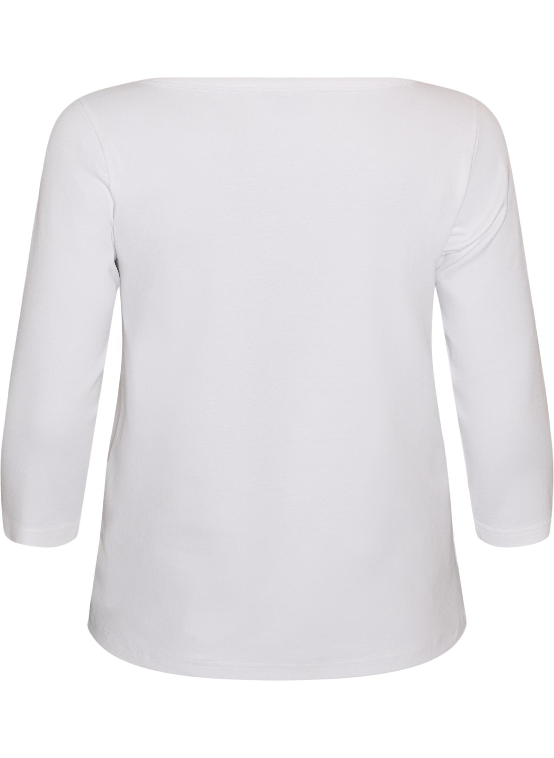 ZizziBasic-T-Shirt mit U-Boot-Ausschnitt und 3/4-&Auml;rmeln, Wei&szlig;, Packshot image number 1