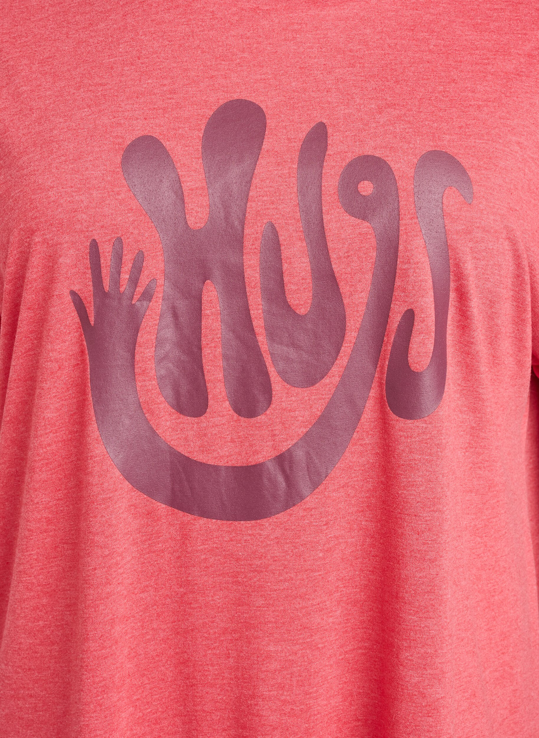 Zizzi Kurzarm-Nachthemd mit Textaufdruck, Rot, Packshot image number 2