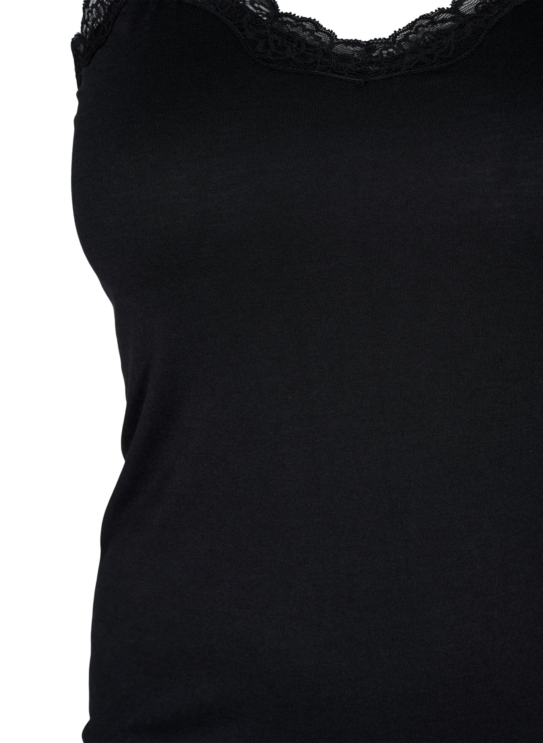 Zizzi 2er-Pack Tops mit Spitze, Black / Black, Packshot image number 3