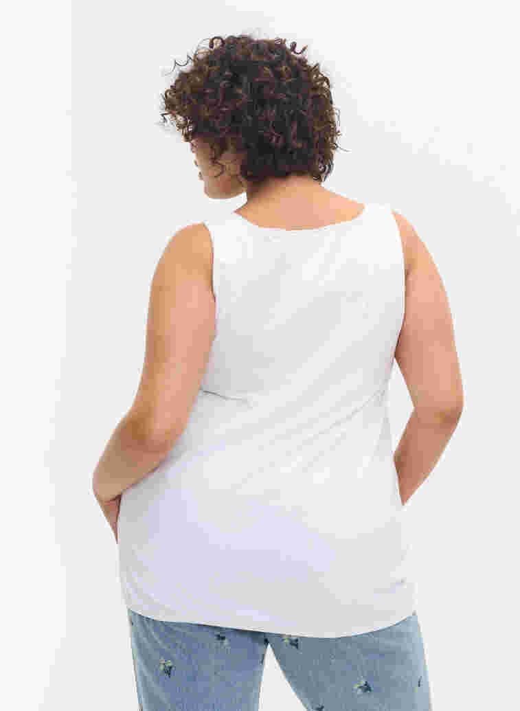 Baumwolltop mit Rundhalsausschnitt und Spitzensaum, Bright White, Model image number 1