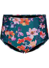 Bikini-Unterteil mit Blumenmuster und hoher Taille