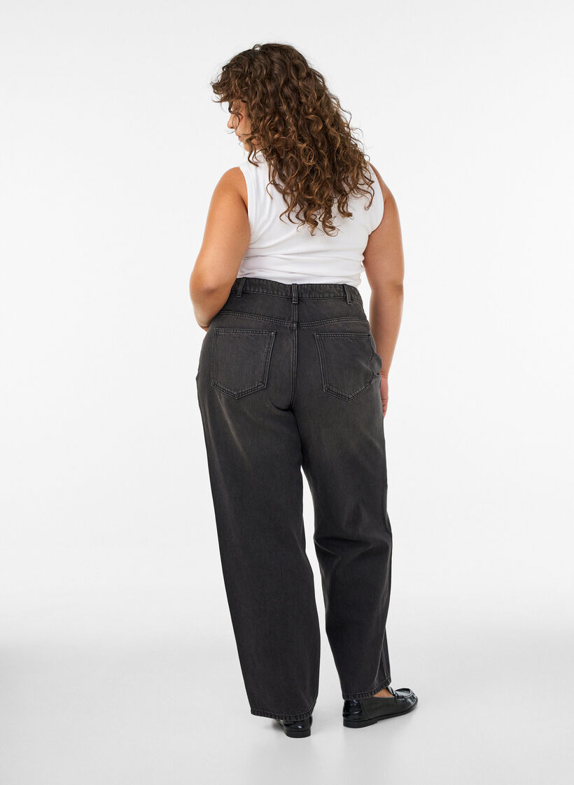 Kiana Straight-Fit-Jeans mit hoher Taille, Schwarz, Model image number 1