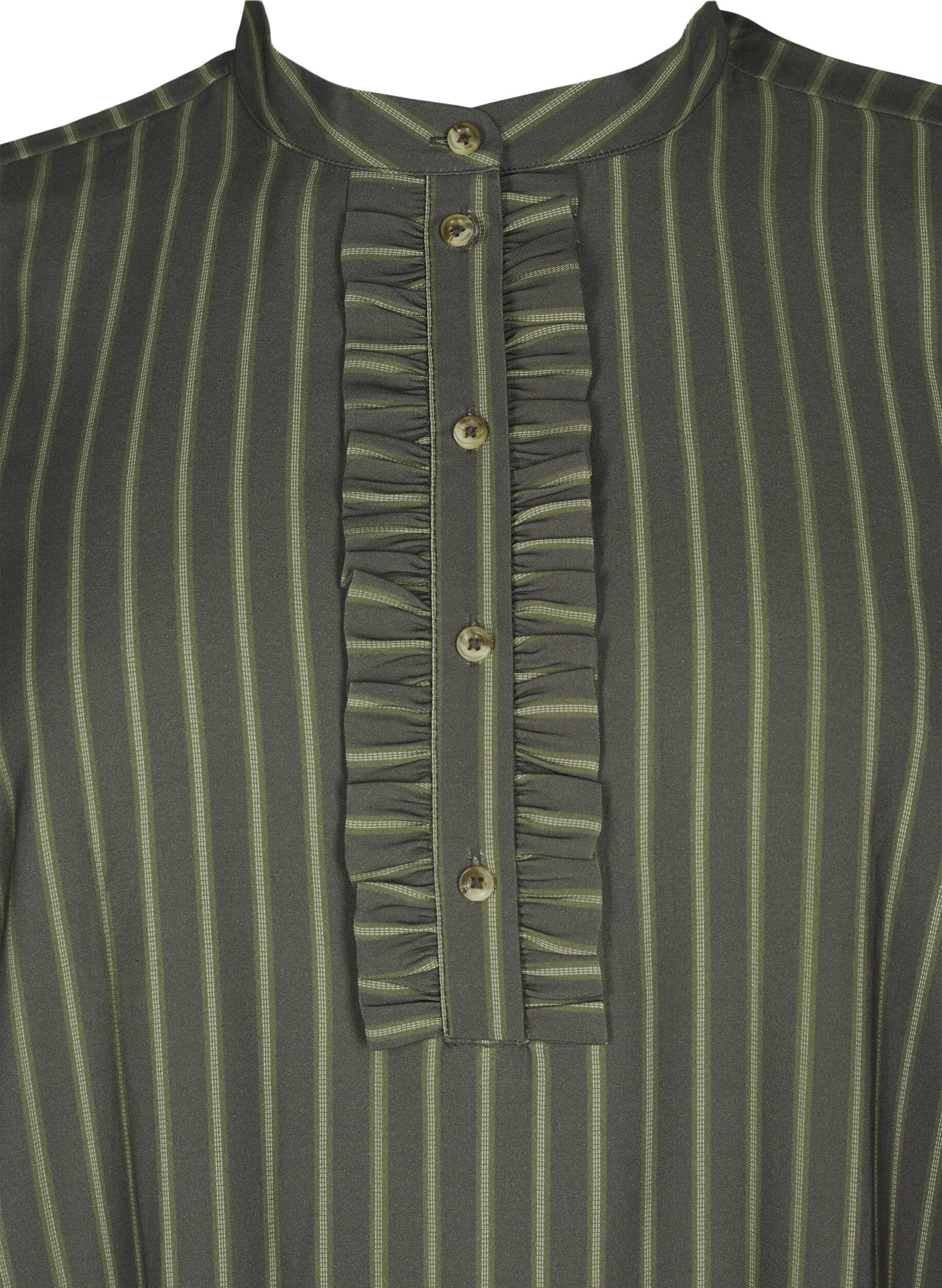 Zizzi Kurzes gestreiftes Kleid mit R&uuml;schen, Thyme Stripe AOP, Packshot image number 2