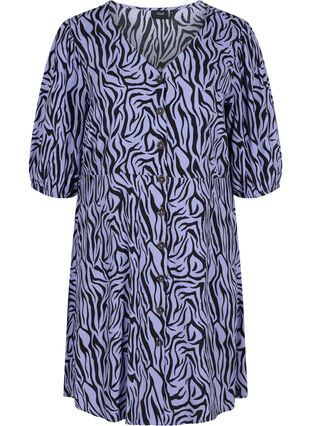 Kleid mit Knöpfen und 3/4-Ärmeln, Blue Zebra, Packshot image number 0