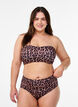Leopard Bikinihose mit hoher Taille, Braun, Model image number 0