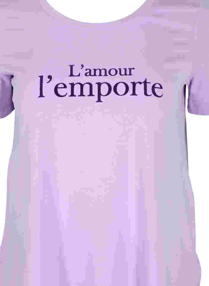 Kurzarm T-Shirt aus Baumwolle mit Aufdruck,  Lavender LAMOUR, Packshot image number 2