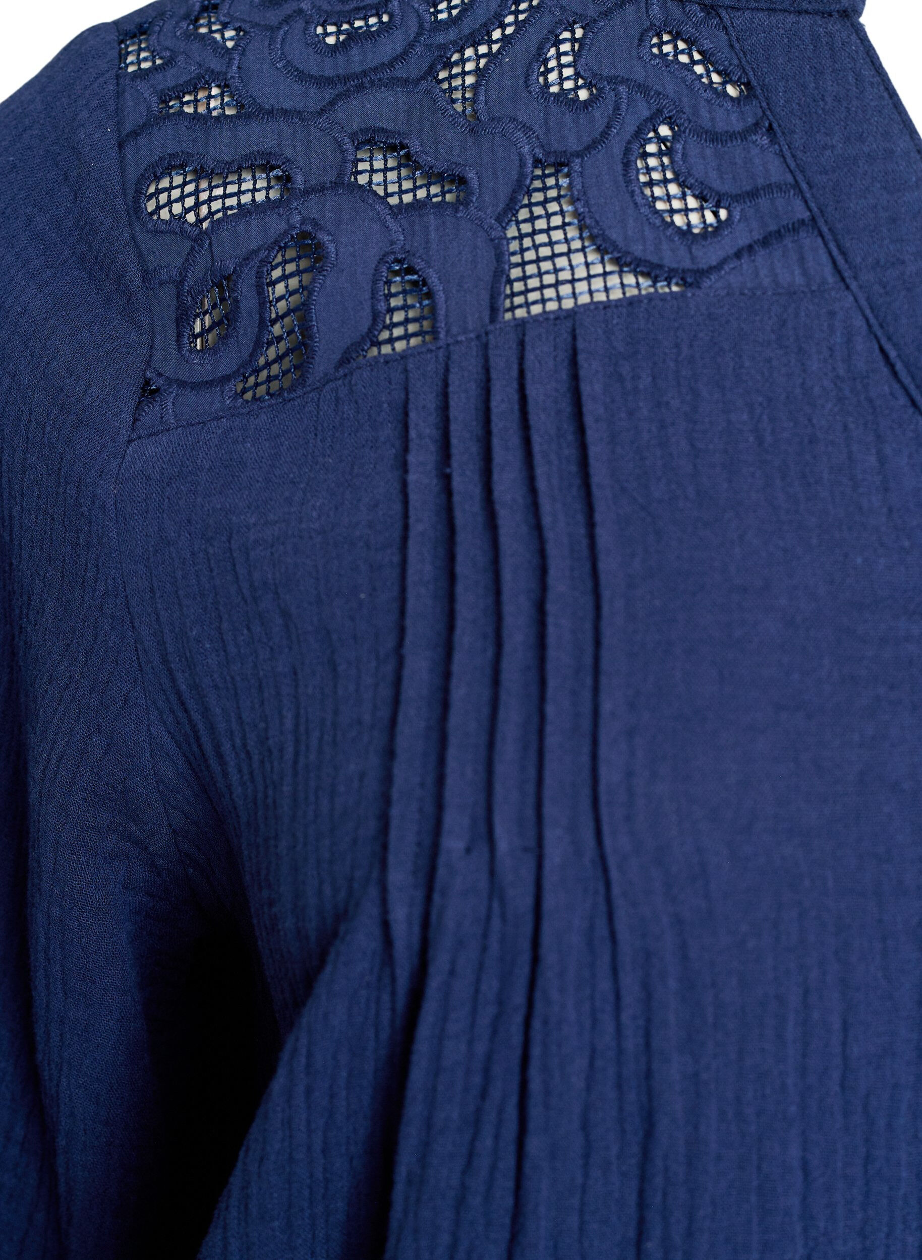 ZizziBluse aus Baumwoll-Musselin mit bestickten Details, Blau, Packshot image number 3