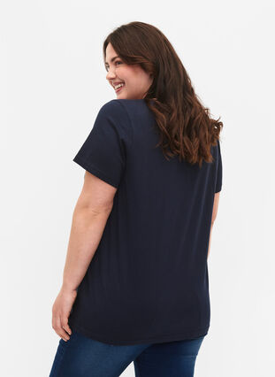 T-Shirt aus Baumwolle mit Druck, Navy Blazer SUN, Model image number 1