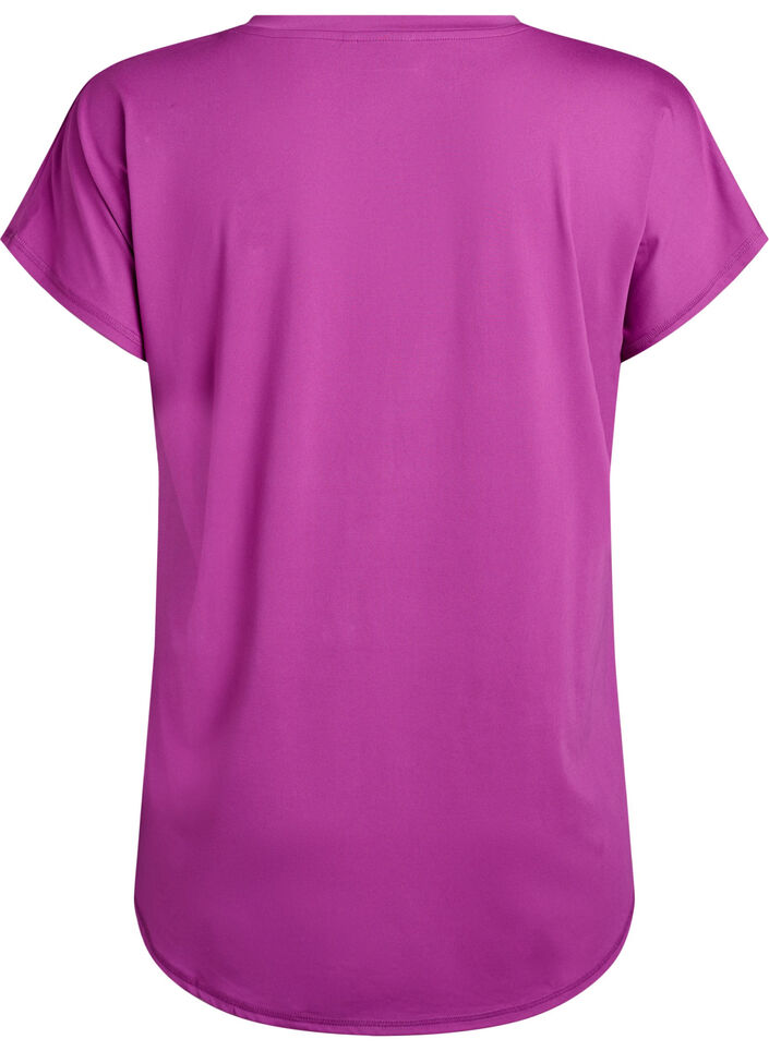Kurzarm Trainingsshirt mit V-Ausschnitt, Lila, Packshot image number 1