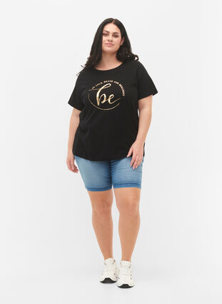 T-Shirt aus Bio-Baumwolle mit Druck (GOTS), Black W. Be G. Foil, Model image number 2