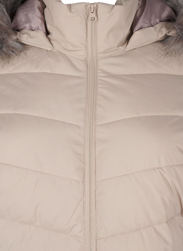 Kurze Steppjacke mit Kapuze, Beige, Packshot image number 2