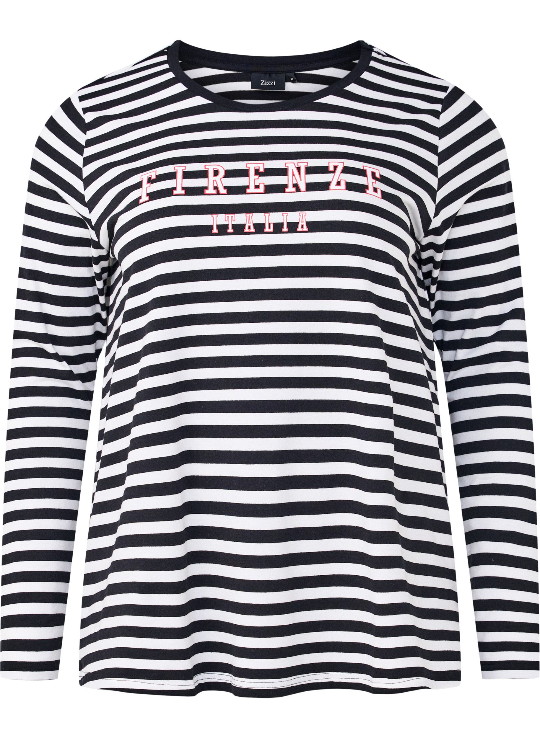 Zizzi Gebl&uuml;mte Bluse mit Muster, White w.Black Stripe, Packshot image number 0
