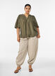 Bluse aus Viskose mit Biesen und Ballon&auml;rmeln, Gr&uuml;n, Model image number 1