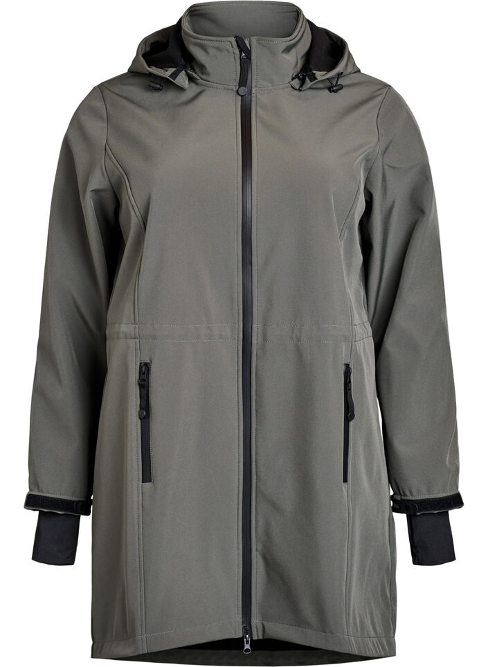 Softshelljacke mit abnehmbarer Kapuze, Grau, Packshot image number 0