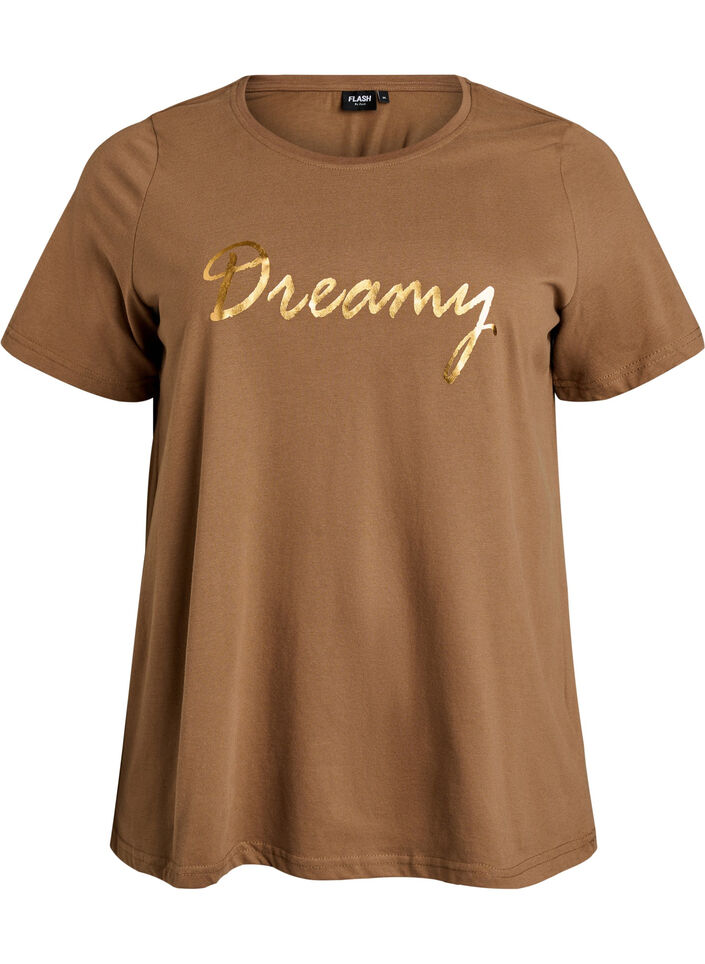 T-Shirt mit Print, Braun, Packshot image number 0
