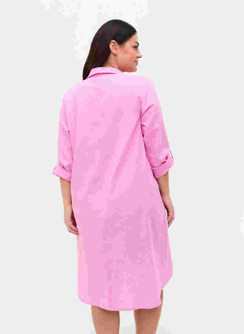 Kleid mit V-Ausschnitt und Kragen, Begonia Pink, Model image number 1