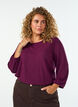 Bluse mit Struktur und 3/4-&Auml;rmeln, Lila, Model image number 0