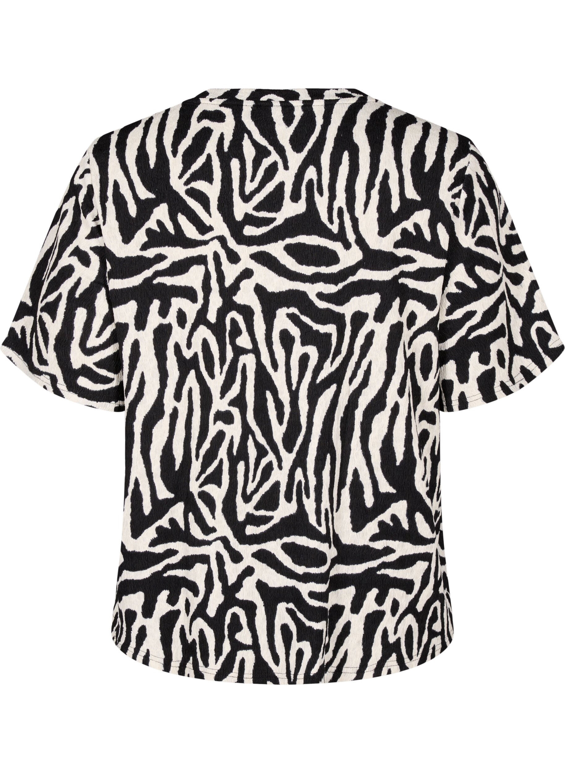 Zizzi Kurz&auml;rmlige Bluse mit Zebraprint, Schwarz, Packshot image number 1