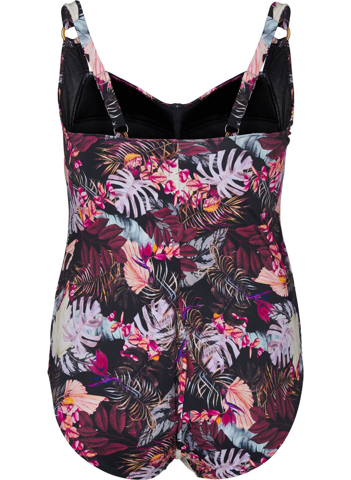 Wattierter Badeanzug mit Print, Rot, Packshot image number 1