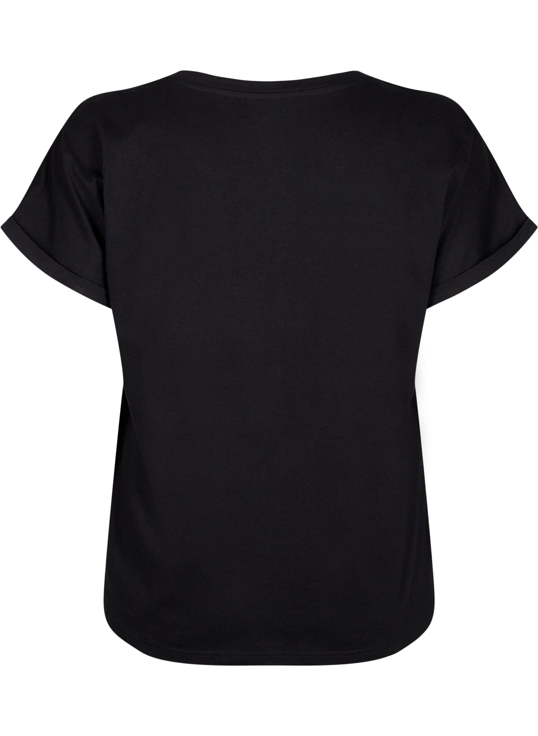 Zizzi T-Shirt aus Bio-Baumwolle mit Lochstickerei, Black, Packshot image number 1