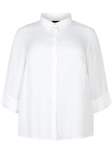 Hemd aus Viskose mit Ton-in-Ton-Muster, Bright White, Packshot image number 0