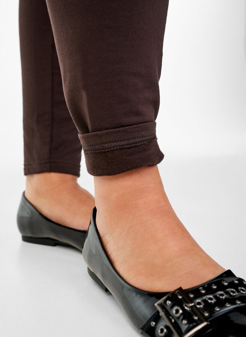 Gef&uuml;tterte Baumwollleggings, Braun, Model image number 3