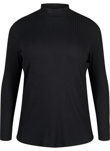Taillierte Bluse aus Viskose mit hohem Halsausschnitt, Black, Packshot image number 0