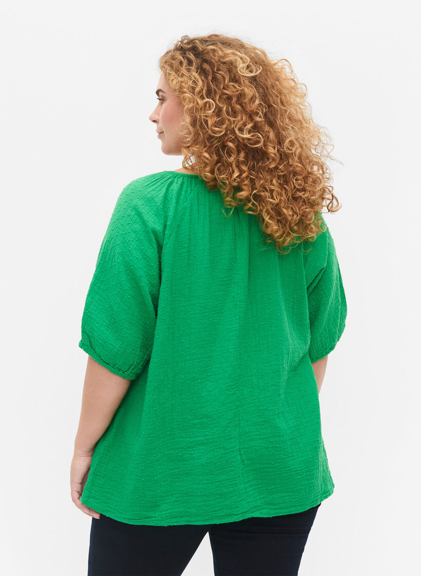 Baumwollbluse mit 1/2 &Auml;rmeln, Bright Green, Model image number 1