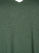 Kurz&auml;rmeliges Basic T-Shirt mit V-Ausschnitt, Gr&uuml;n, Packshot image number 2