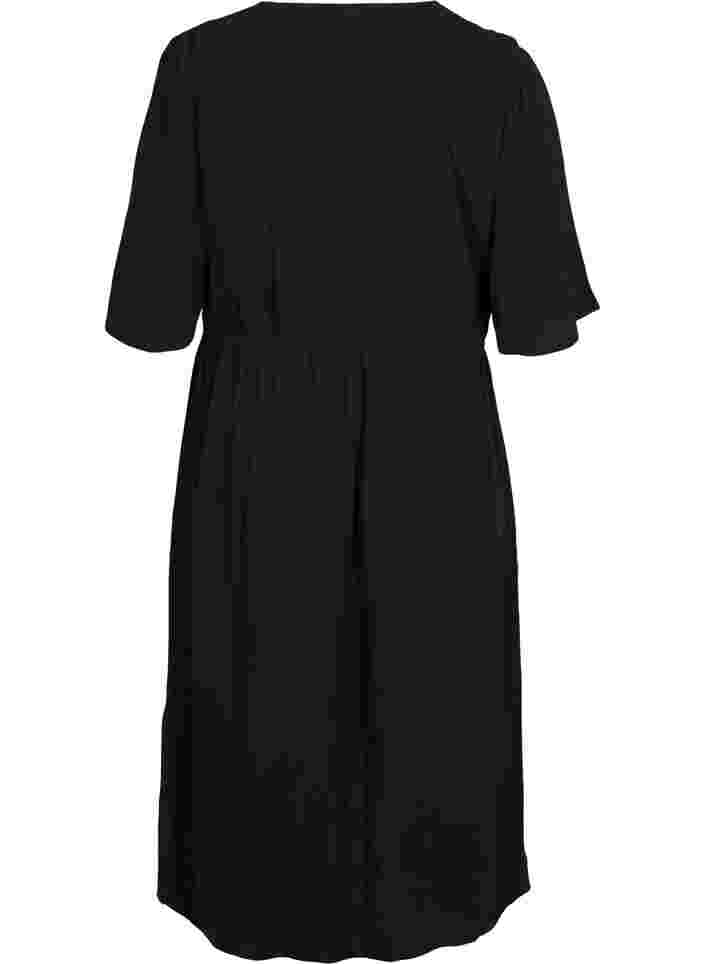 Strandkleid aus Viskose mit verstellbarer Taille, Black, Packshot image number 1