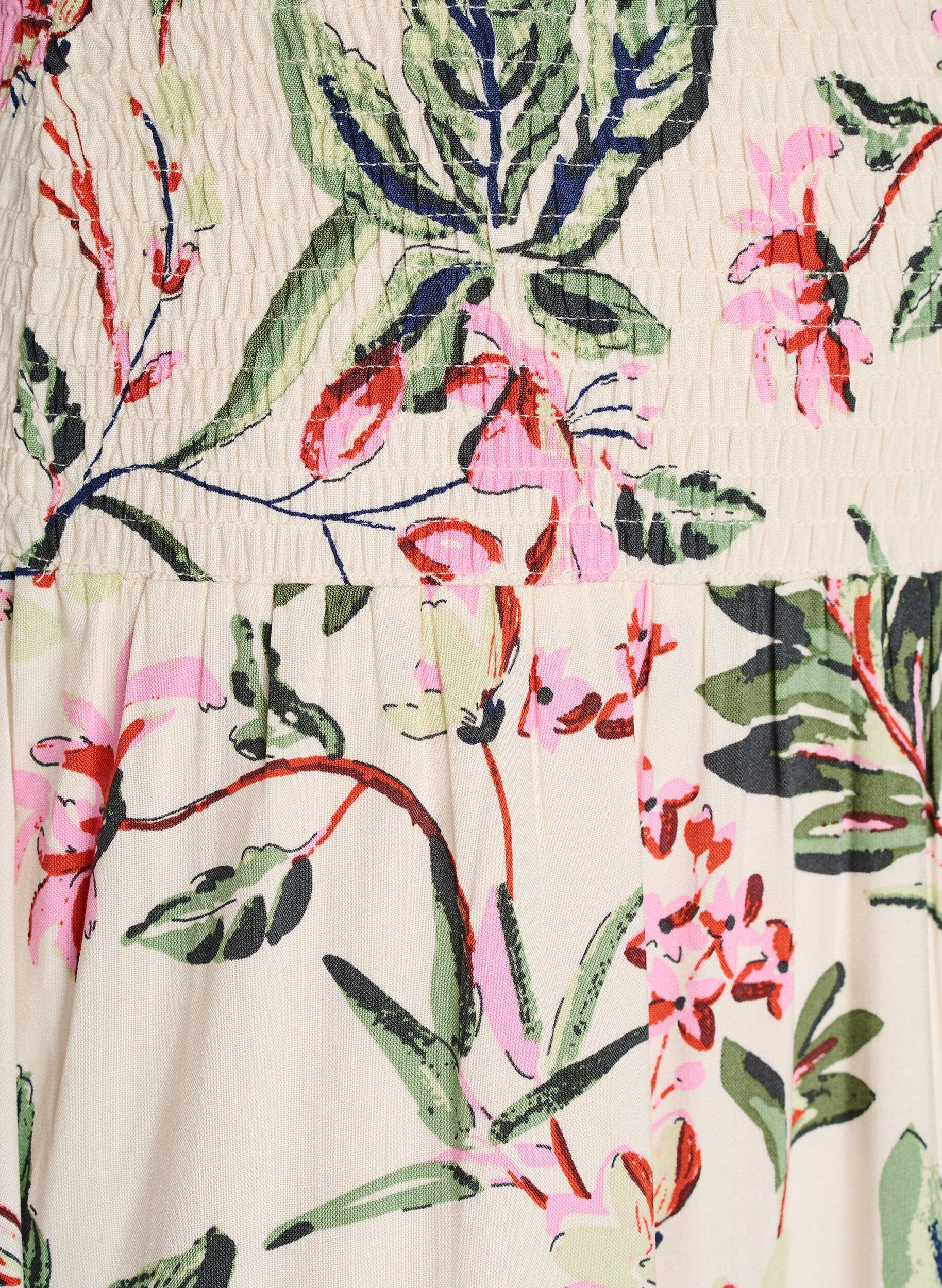 Zizzi Maxirock aus Viskose mit Smock, Vanille, Packshot image number 2