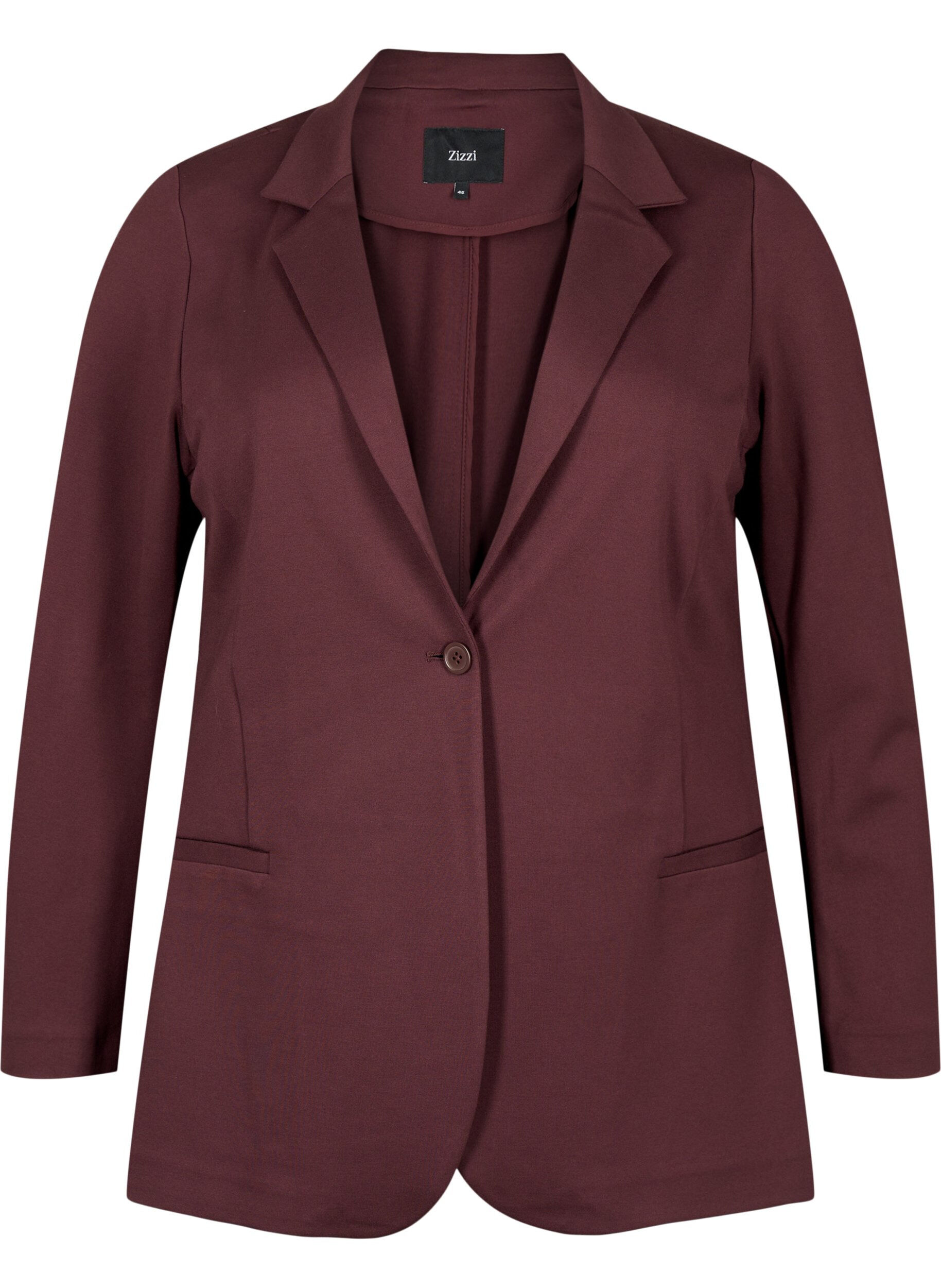 Zizzi Schlichter Blazer mit Knopfverschluss, Dunkles Bordeaux, Packshot image number 0