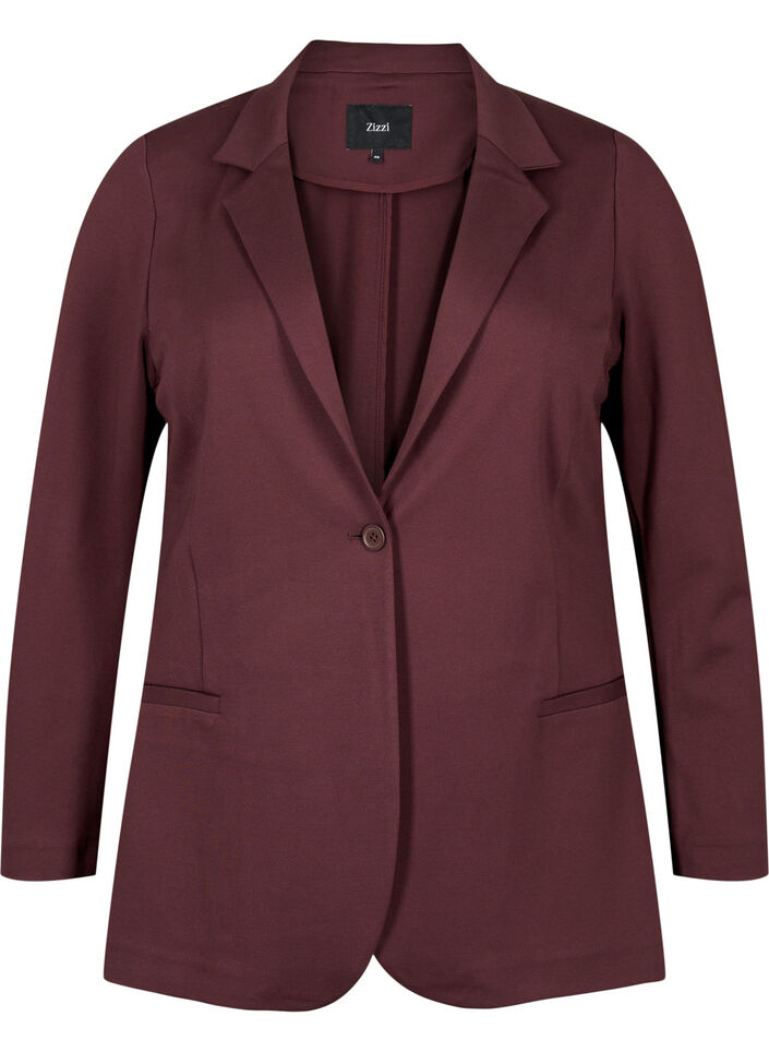Schlichter Blazer mit Knopfverschluss, Dunkles Bordeaux, Packshot image number 0