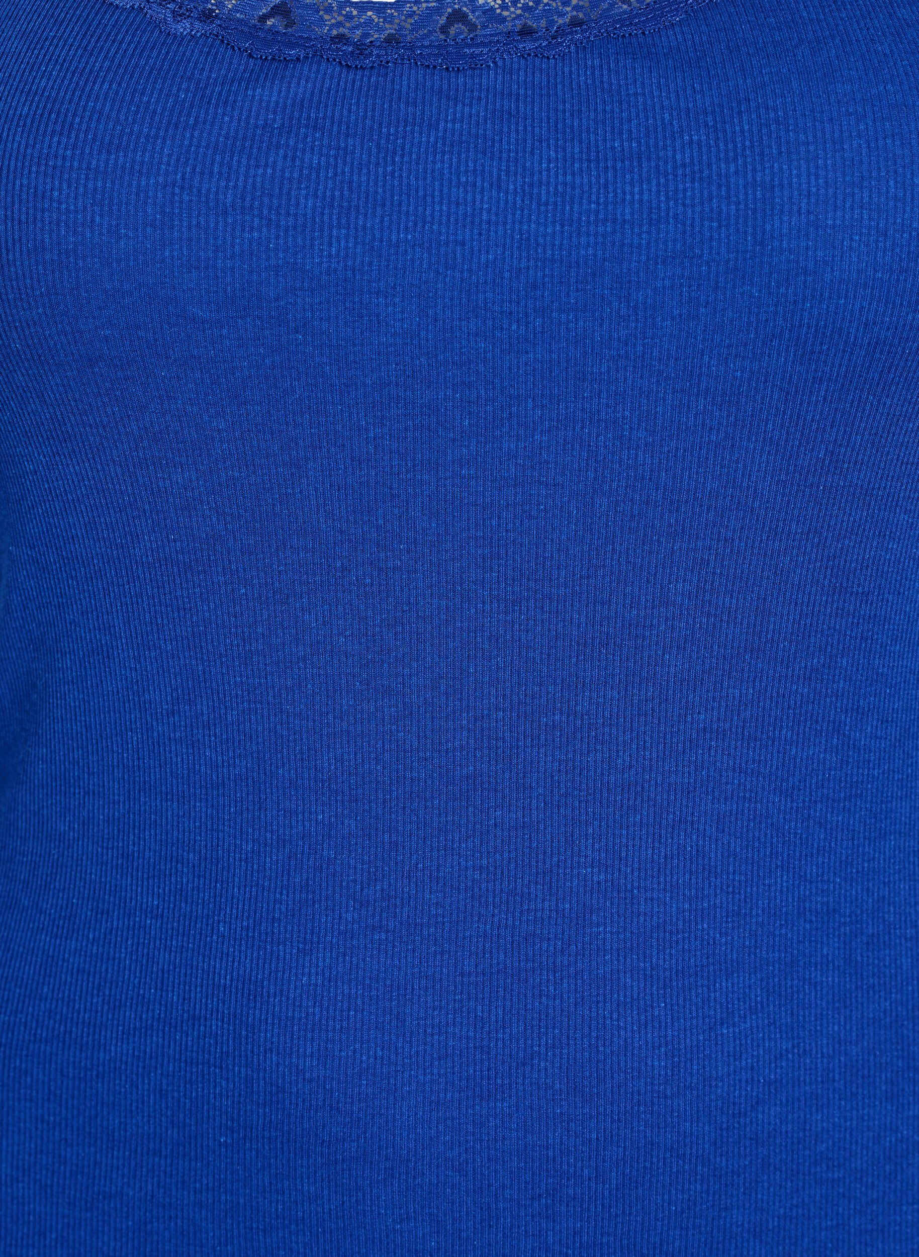 Zizzi Top mit Spitzen, Blau, Packshot image number 2