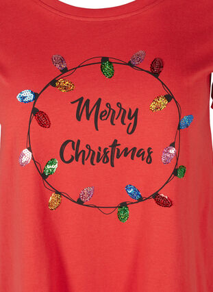 Weihnachts-T-Shirt aus Baumwolle, Tango Red Merry, Packshot image number 2