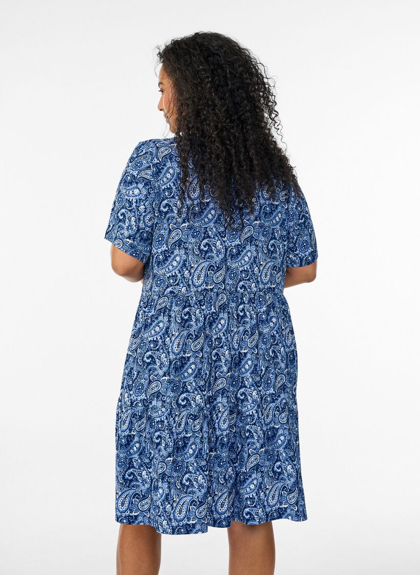 Gemustertes Kleid mit Eins&auml;tzen, Blau, Model image number 2