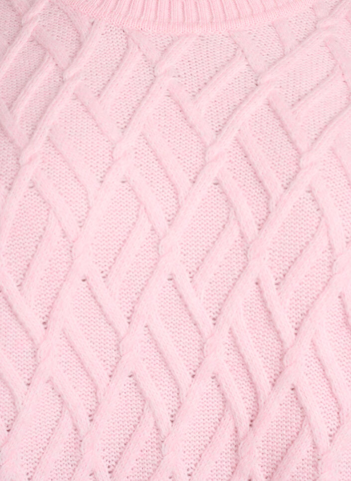 Strickbluse mit Zopfmuster und Rundhalsausschnitt, Rot, Packshot image number 2