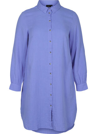 Lange Hemdbluse aus Baumwolle mit klassischem Kragen, Ultramarine, Packshot image number 0