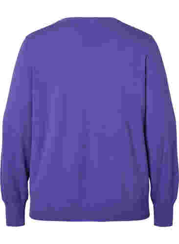 Unifarbene Strickbluse mit Rippedetails, Purple Opulence Mel., Packshot image number 1