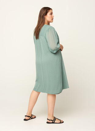 Kleid mit kurzen Ärmeln und Knöpfen, Chinois Green, Model image number 1