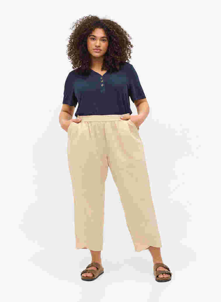 Cropped Hose aus Baumwolle, Oxford Tan, Model