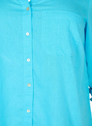 Hemdbluse mit Knopfverschluss aus Baumwoll-Leinen-Gemisch, Blue Atoll, Packshot image number 2