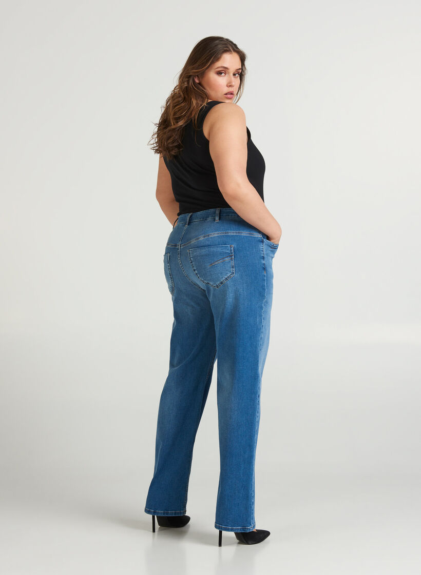 Hochtaillierte Regular Fit Gemma Jeans, Light blue denim, Model