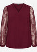 Bluse mit &Auml;rmeln aus Spitze und Ballonform, Rot, Packshot image number 0